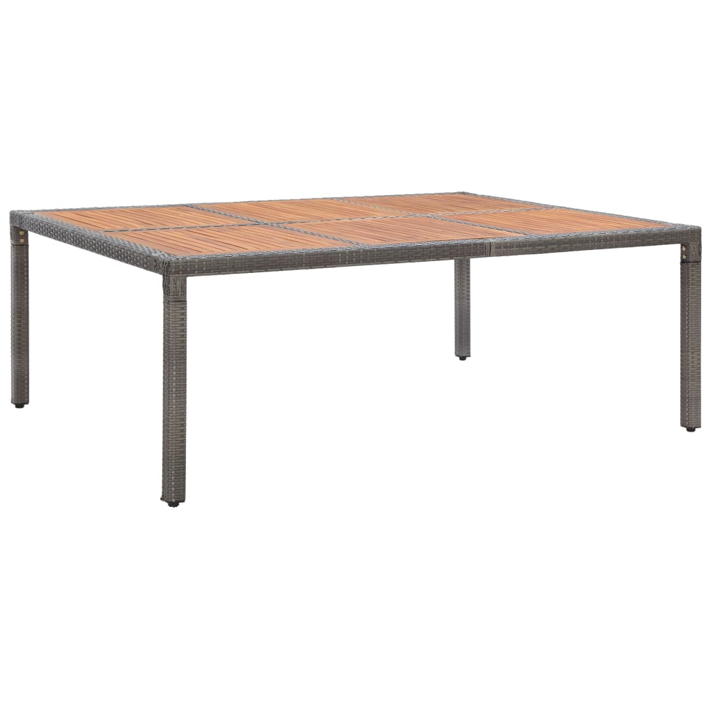 Gartentisch Grau 200x150x74cm Poly Rattan und Akazie Massivholz